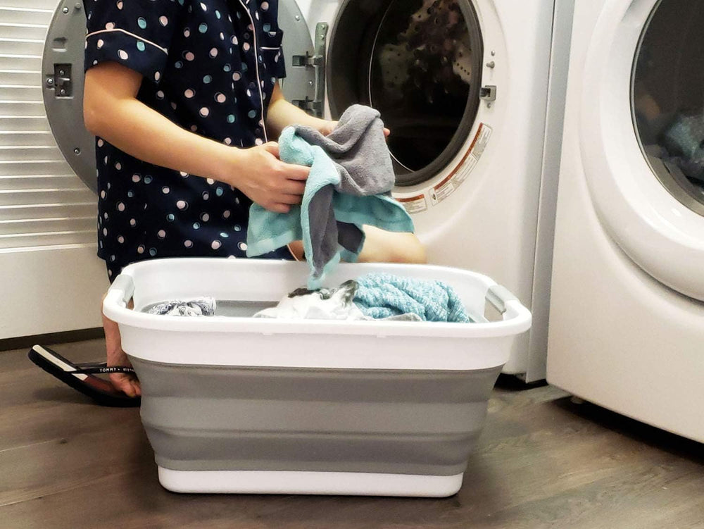 SAMMART 41L (10.8 gallon) Collapsible Plastic Laundry Basket-Foldable Pop Up ...