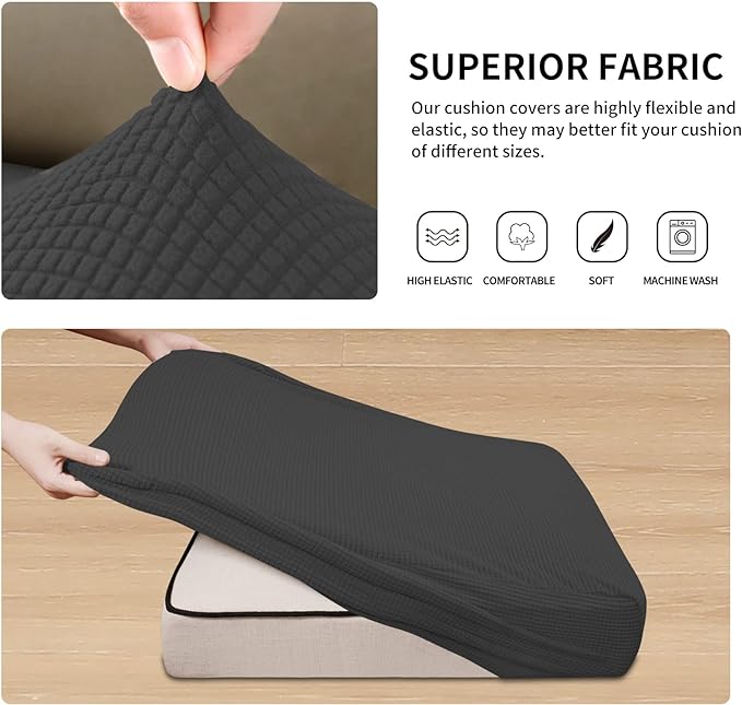 Easy-Going Stretch 3 Pieces Couch Cushion Covers - Image 4