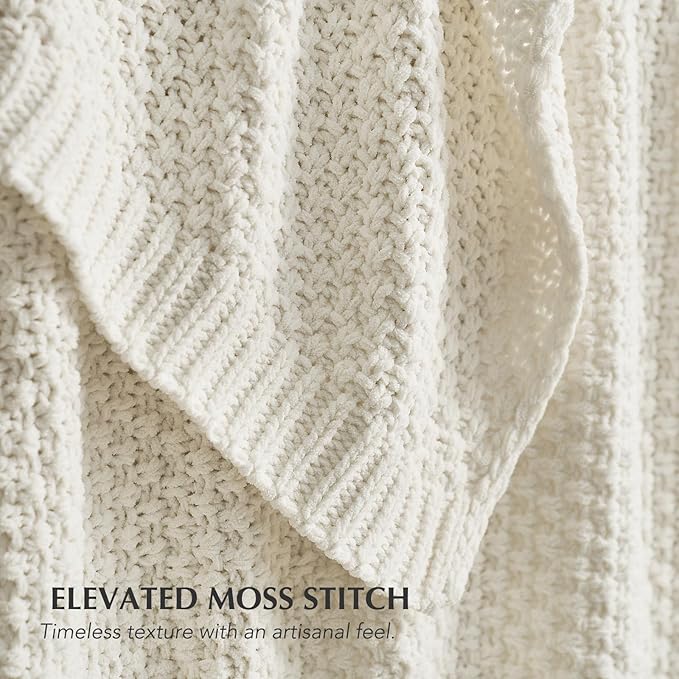 EVERGRACEHOME Chunky Chenille Knit Throw Blanket