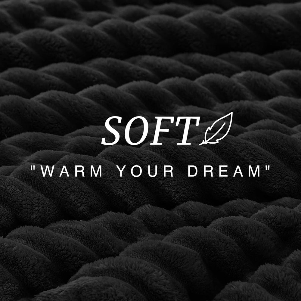 EXQ Home Fluffy Comforter Set Queen Size,3 Pieces Bed Set,Black