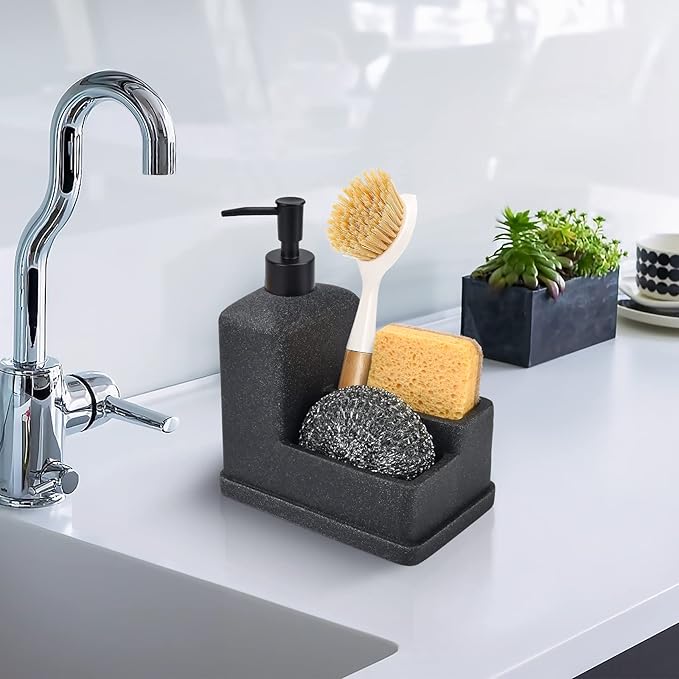 Dish Soap Dispenser with Sponge Holder, Liquid Hand and Dish Soap Dispenser and - Image 2