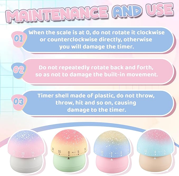 Amylove 4 Pieces Cute Kitchen Timer Animal Mechanical Manual 60 Minutes Loud - Image 7