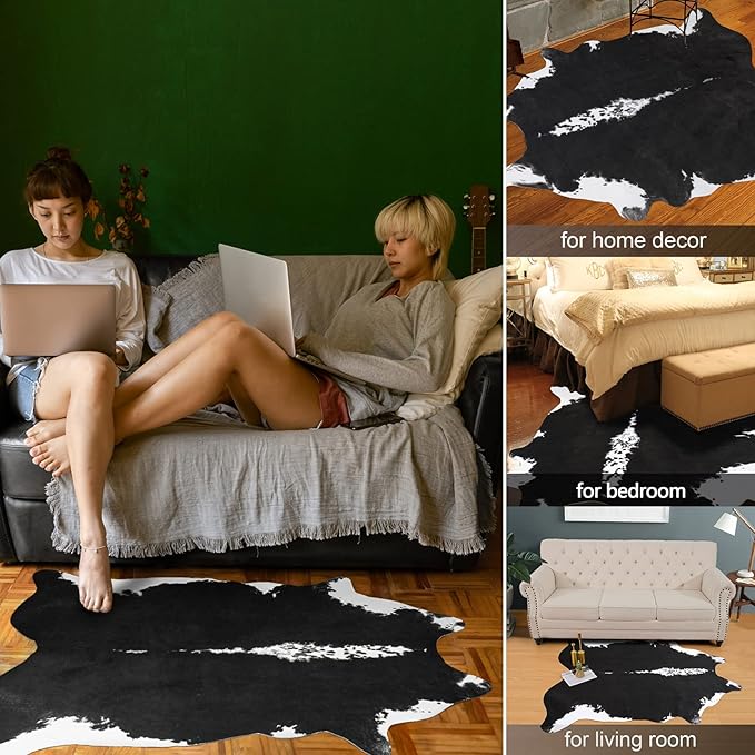 AROGAN Faux Cow Hide Rug, Premium Cow Print Rug Animal Area Rug - Image 2