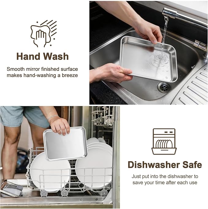TeamFar Toaster Oven Tray, 6 Pack Stainless Steel Small Baking Sheet Pan Set - Image 7