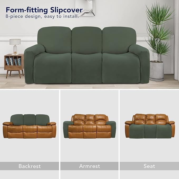 PureFit Super Stretch 3 Seats Recliner Chair Sofa Couch Cover - Image 4