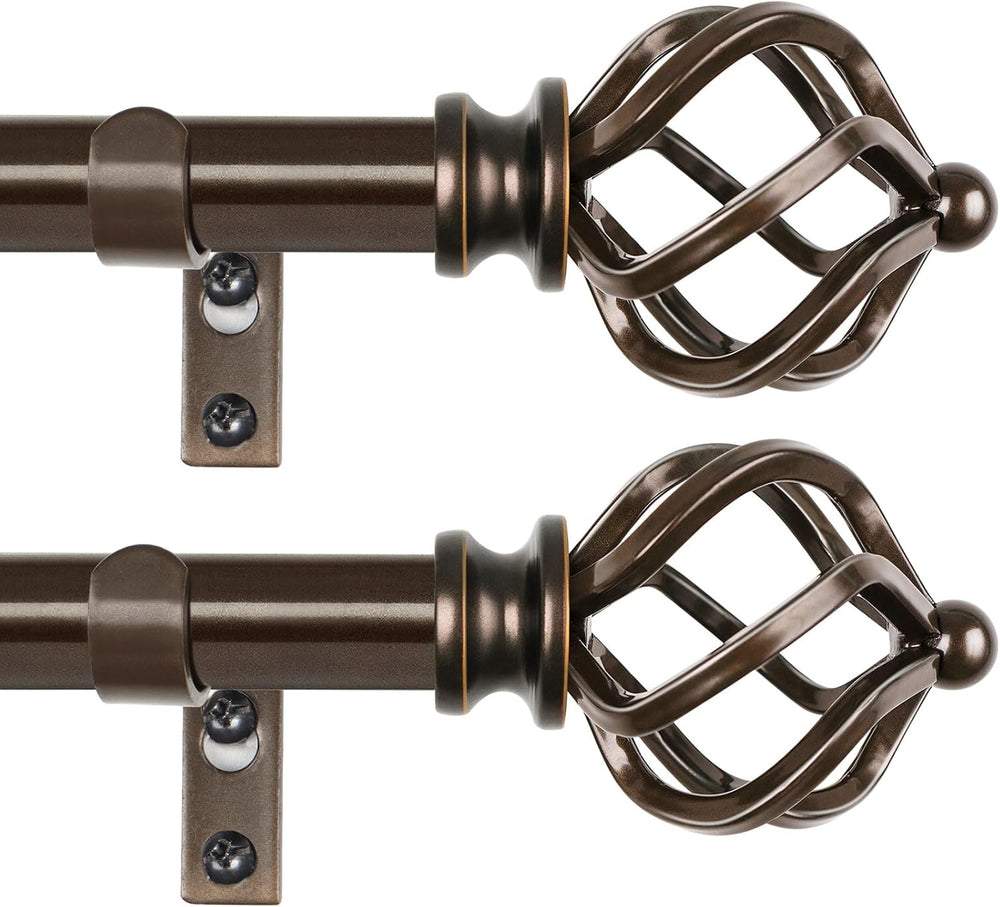 KAMANINA 2 Pack Curtain Rods 32 to 58 Inch, Adjustable Single Rod, Bronze