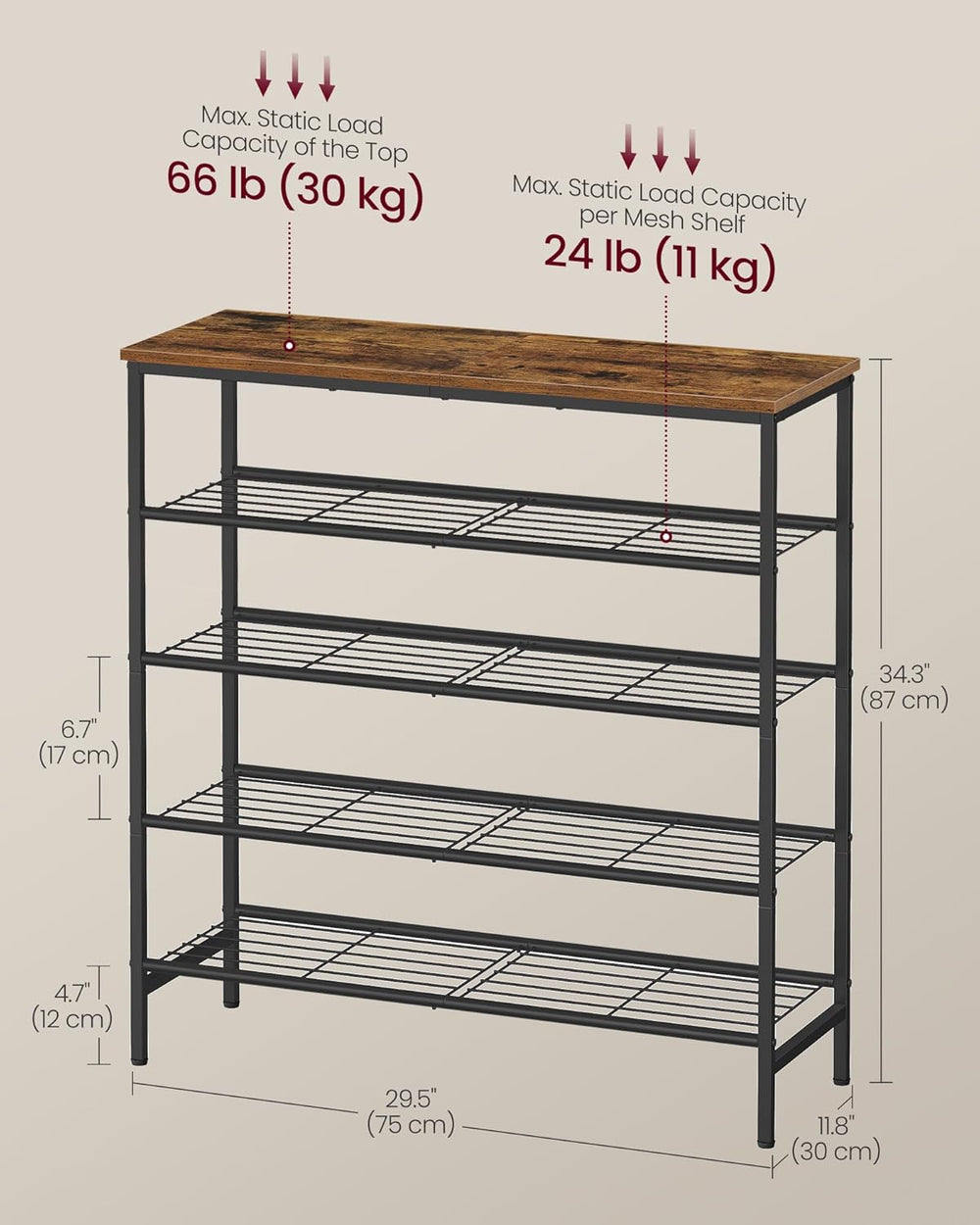 VASAGLE Shoe Rack, Shoe Storage Rack for Closet, Entryway, Living Room, Free ...