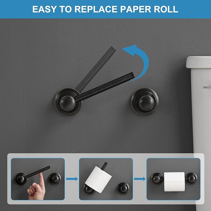 RUMOSE Toilet Paper Holder and Hand Towel Ring Oil Rubbed Bronze Wall Mount