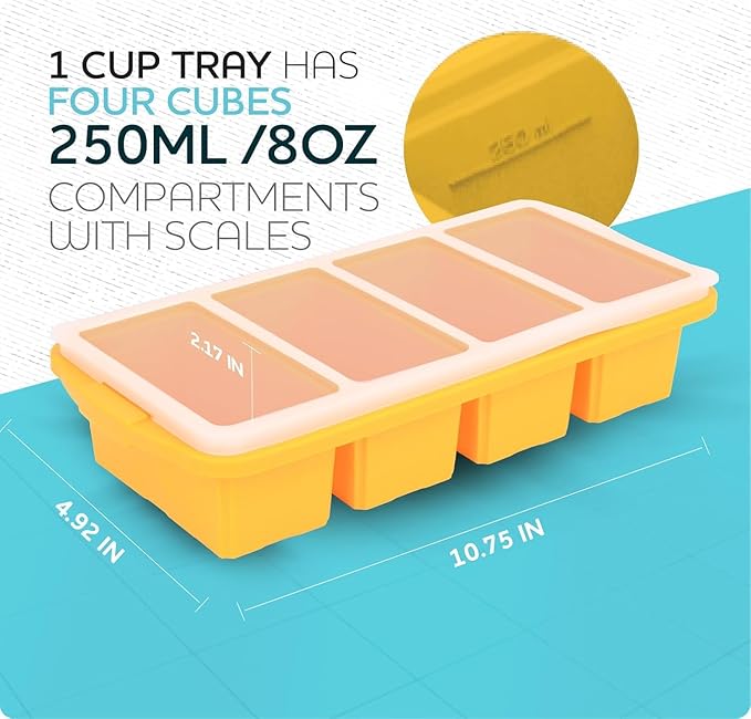 Silicone Freezer Tray With Lid-Soup Freezer Container molds-Large Ice Cube Tray - Image 5