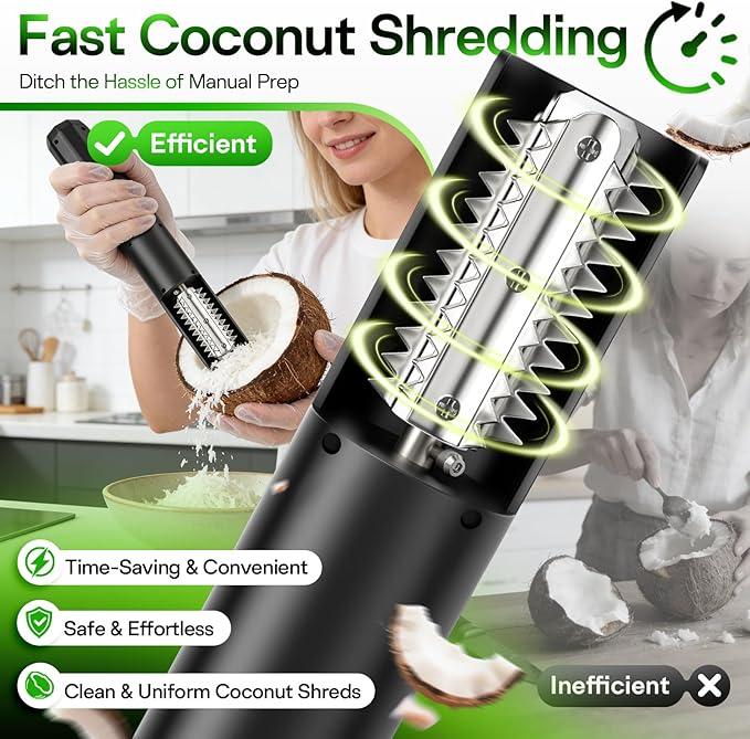 2026 New Electric Coconut Grater, 125W USB Rechargeable Handheld Coconut - Image 2