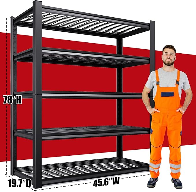Set 2 Garage Shelving-3000 lbs 5 Tier Storage Shelves, Adjustable Heavy Duty - Image 3