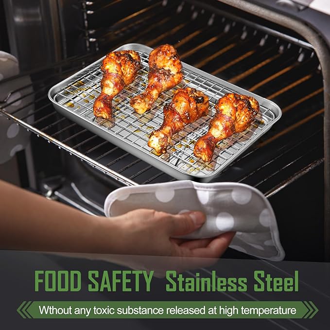 9 Inch Baking Sheet Pan with Cooling Rack Set, Joyfair Stainless Steel Toaster - Image 6