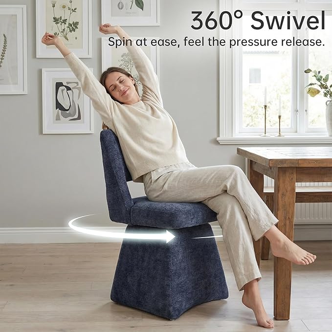 VKNOW Upholstered Swivel Dining Chairs Set of 2, Modern Dining Room Chairs wi...