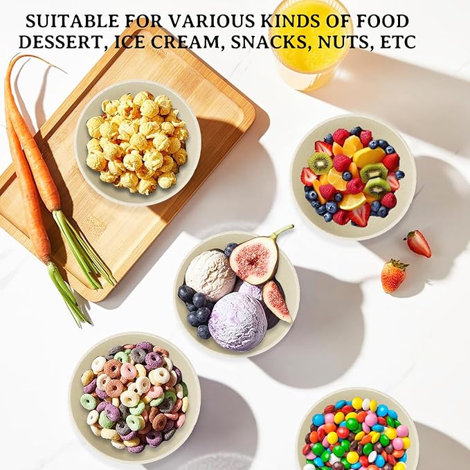 Beige Wheat Straw Bowls, 10 OZ Snack Bowl Set of 8, Unbreakable Ice Cream Bowl - Image 7