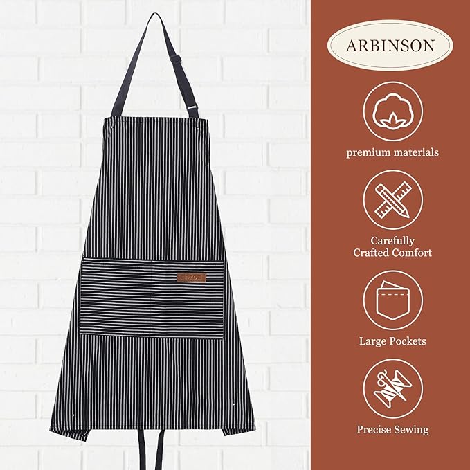 2 Pack Cooking Aprons Adjustable Bib Apron - Image 3