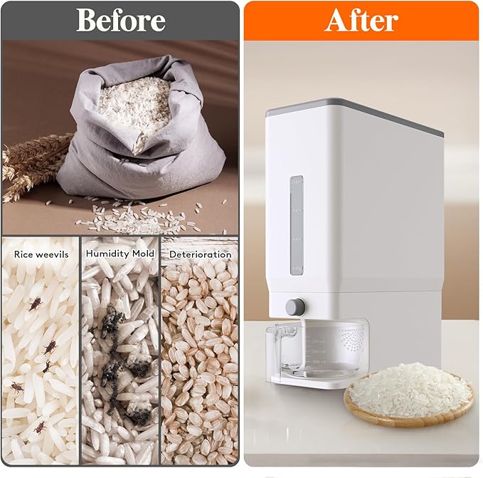 Lifewit 2 Pack Rice Dispenser 25 Lbs, Rice Storage Container Sealed Moisture