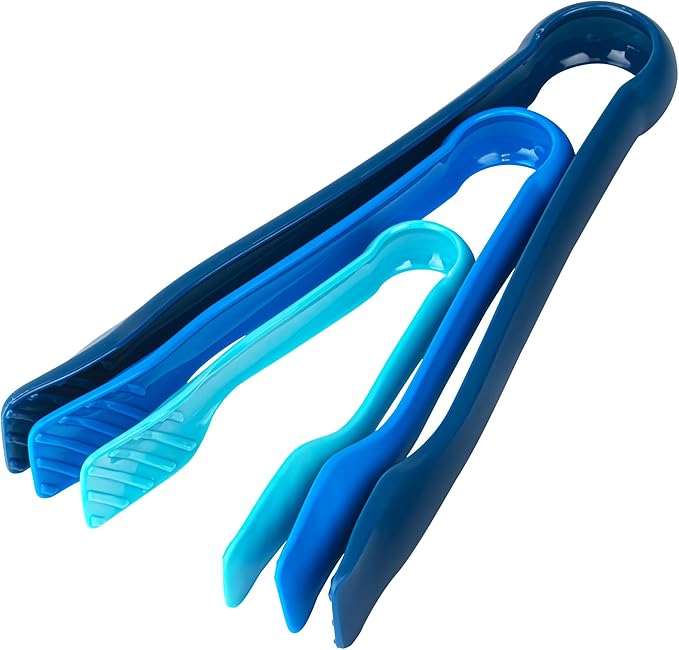 DecorRack 3 Pcs 6” x 8” x 10” Multi Colored Plastic Tong Set, 3 Pack Durable by DecorRack