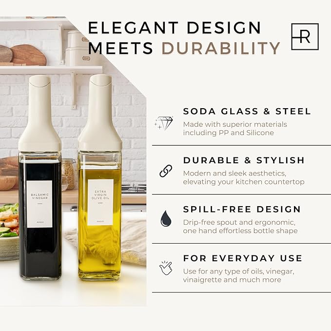 Oil Dispenser Bottle – Set of 2 12oz/350ml Oil and Vinegar Dispenser - Image 7