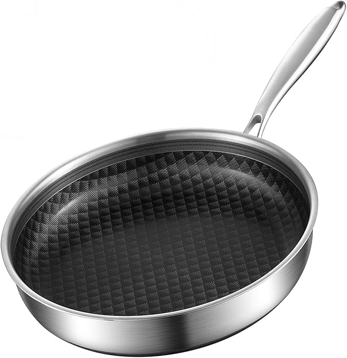 DELARLO Tri-Ply Stainless Steel 9Inch Omelette Pans Nonstick Frying Pan by DELARLOCOOKWARE
