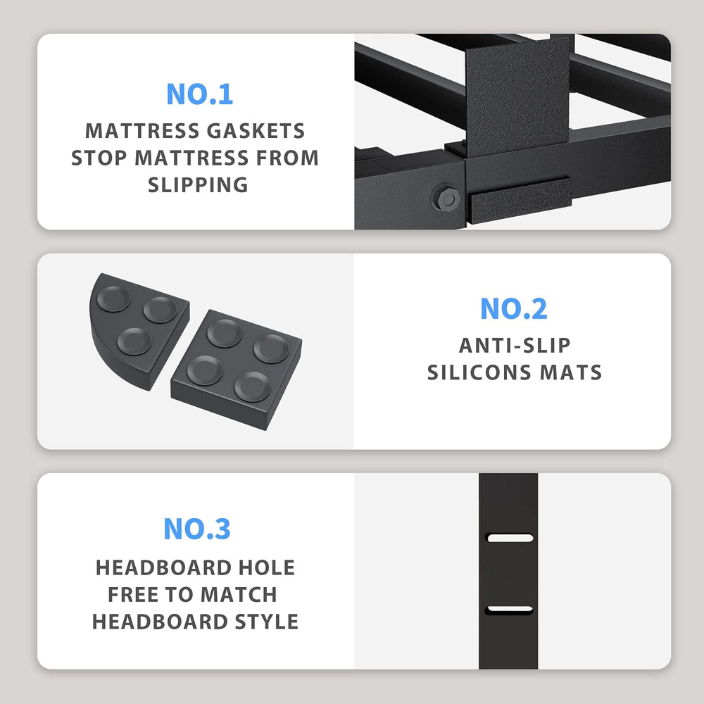 VIPSHOW 18 Inch Queen Bed Frame with Round Corners No Box Spring Needed