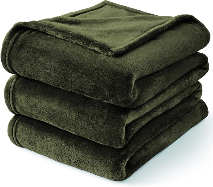BEDELITE Fleece Blanket Twin Size Olive Green Throw Blankets - Image 8