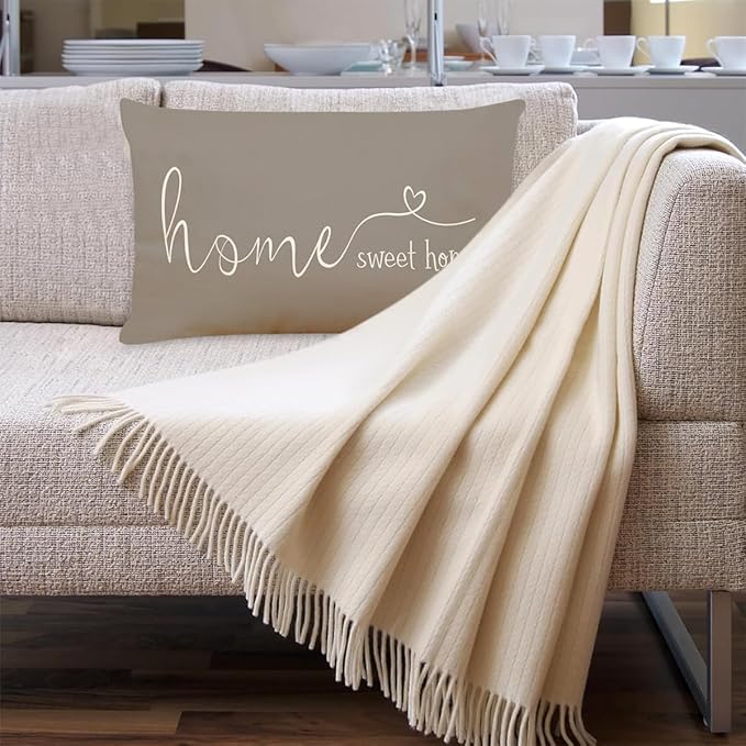 MFGNEH Home Sweet Home Quotes Farmhouse Pillow Covers, 12x20 Inch, Decorative - Image 2