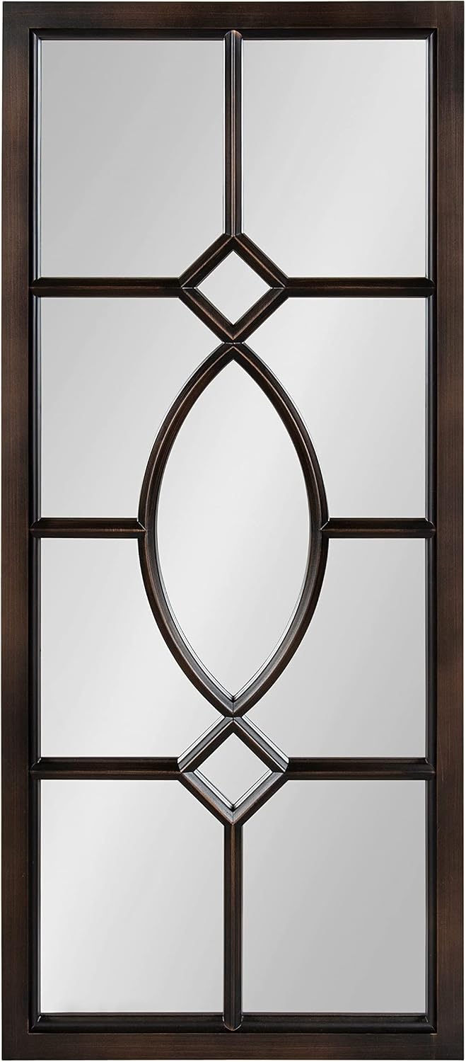 Kate and Laurel Cassat Window Wall Accent Mirror, 13" x 30", Dark B...