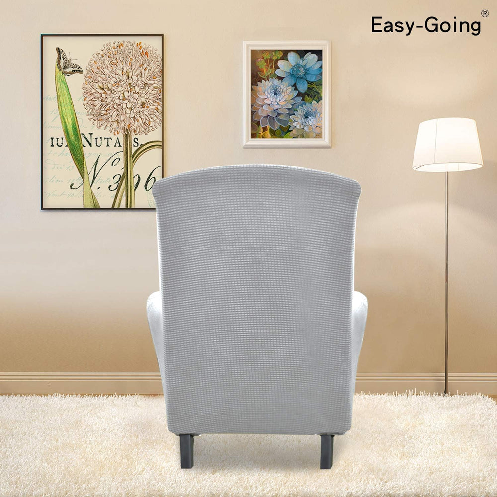 Easy-Going Stretch Wingback Chair Sofa Slipcover Silver Gray