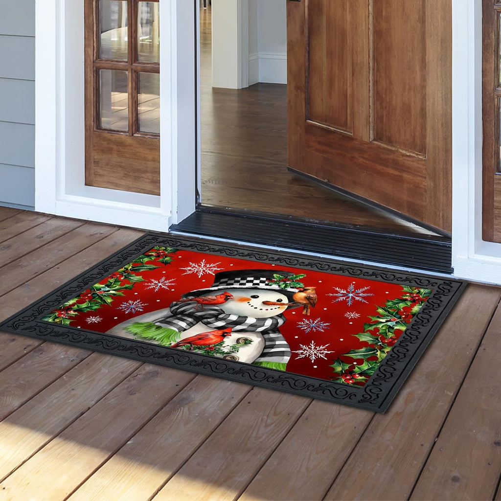 Briarwood Lane Winter Doormat 30x18 Indoor Outdoor Snowman with Cardinals for Winter Doormat