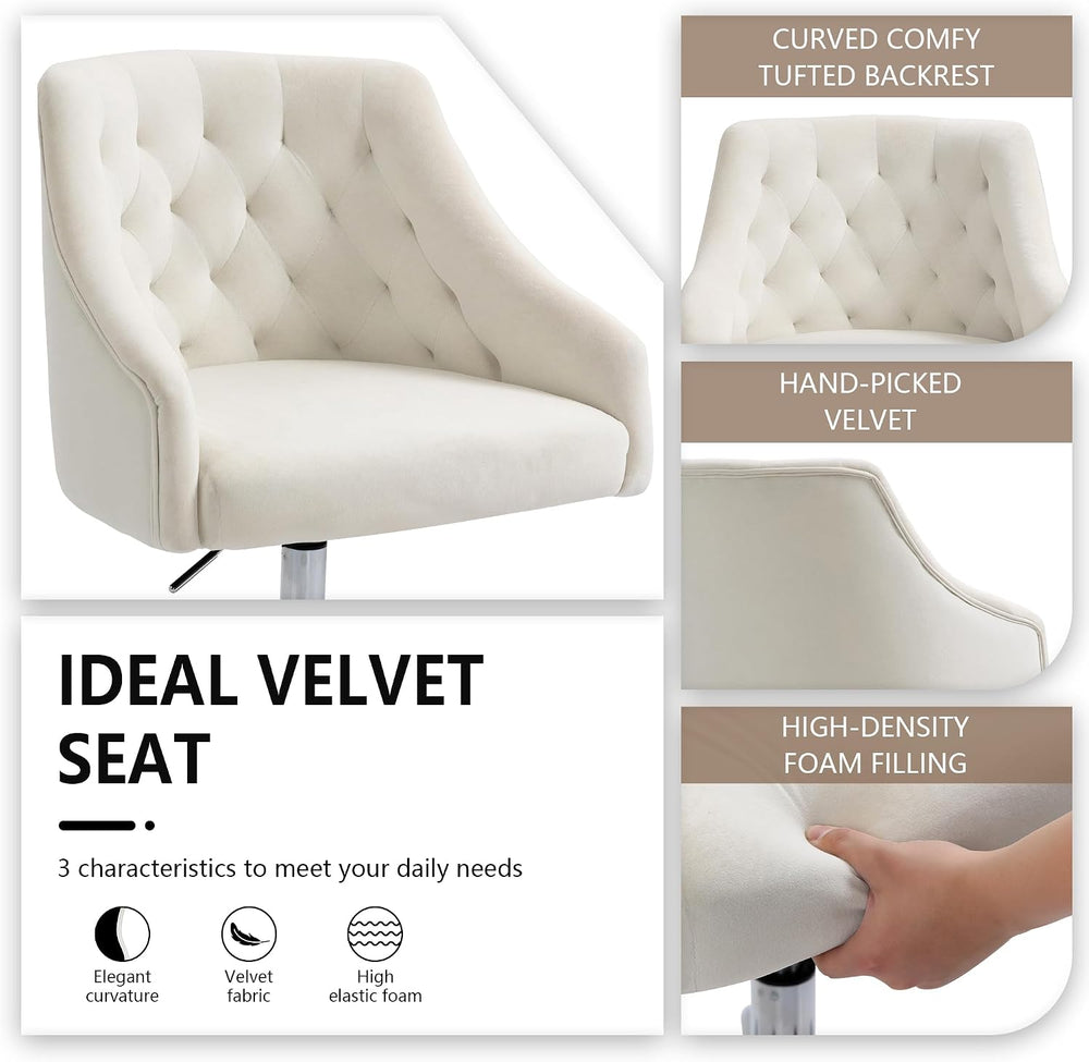 Home Office Chair, Velvet Swivel Adjustable Accent Vanity Chair with Arms Nai...