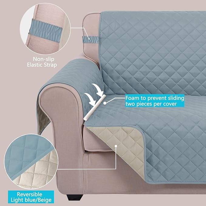 U-NICE HOME Loveseat Sofa Cover Reversible Couch Cover - Image 3