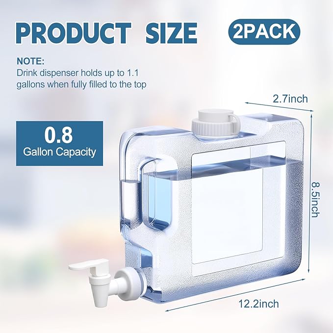 Funnymoom 2 Pack 0. 8 Gallon Fridge Water Dispensers Bottle