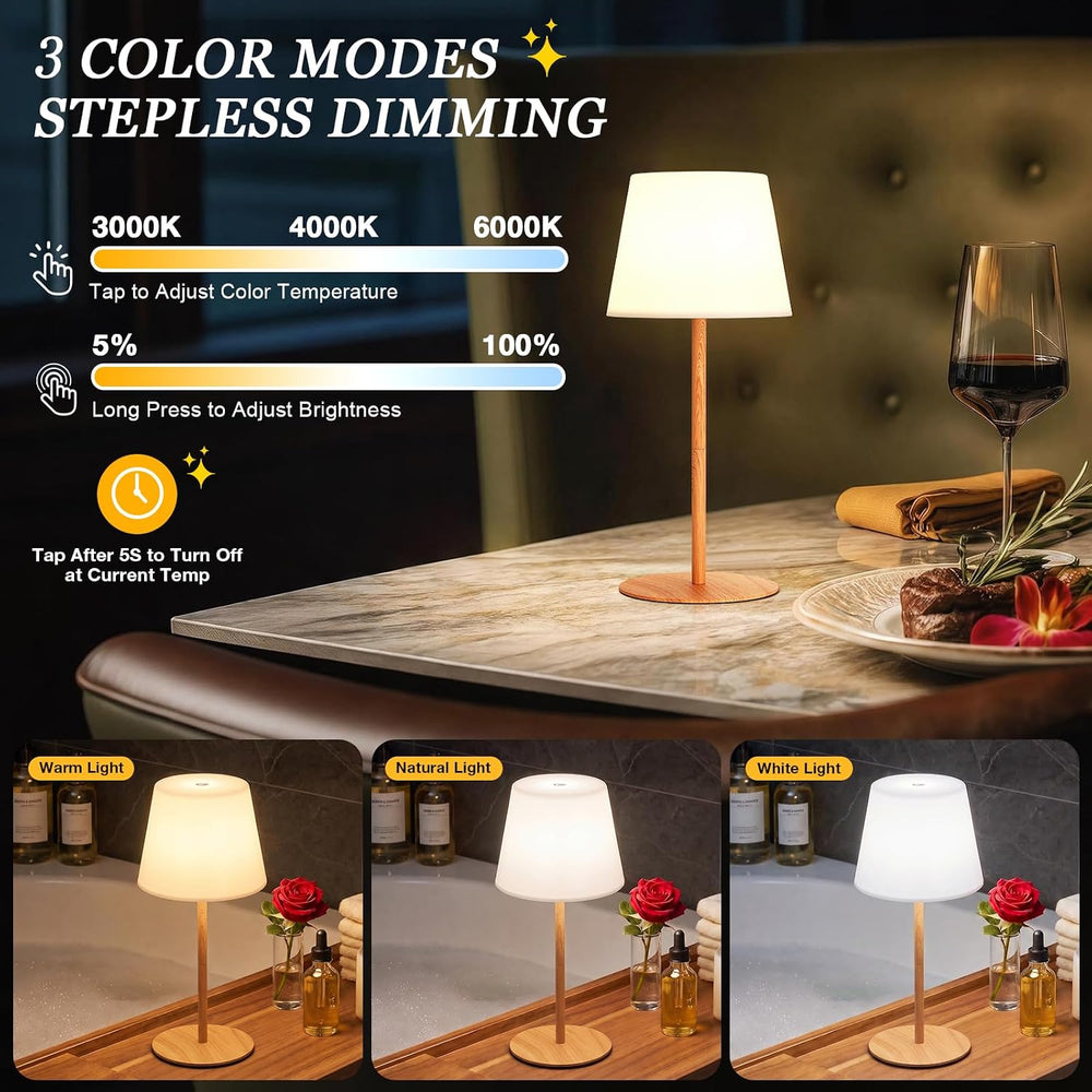 Waterproof Shower Lamp, Rechargeable Table Lamp Cordless for Bathroom