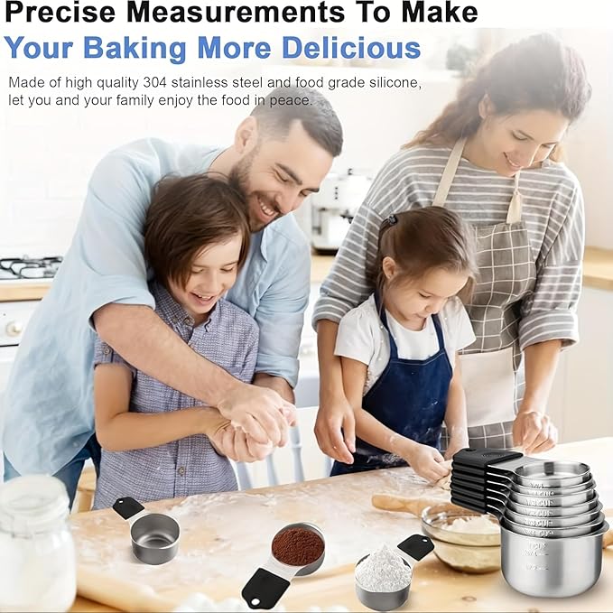 Magnetic Measuring Cups, Stainless Steel Kitchen Aid Cups Measuring set - Image 2