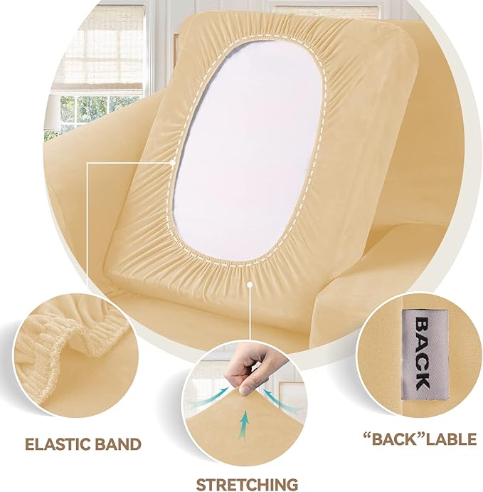WEERRW 4 Pieces Velvet High Stretch Couch Covers - Image 3