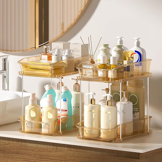 Delamu 2-Tier Under Sink Organizers and Storage, Pull Out Kitchen Pantry - Image 7