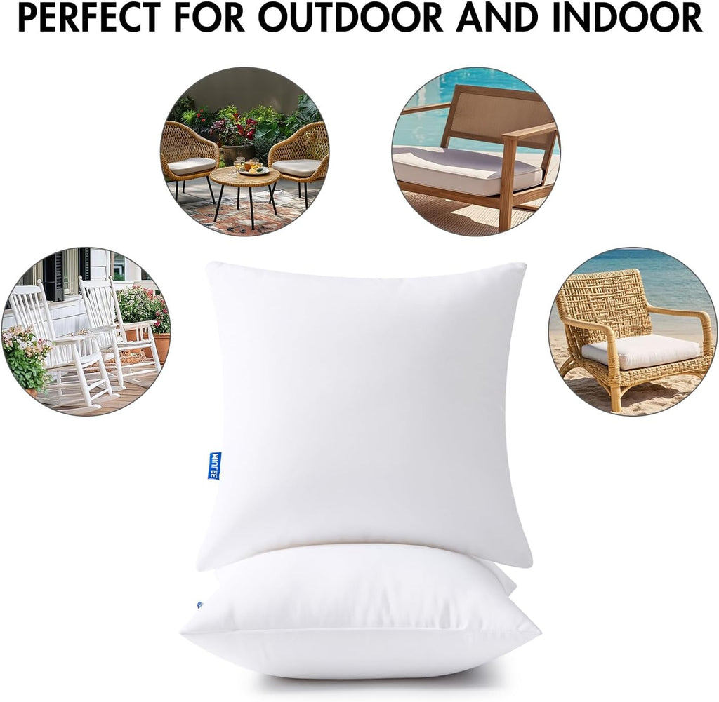 MIULEE 18x18 Outdoor Pillows,Set 4 Waterproof Soft Support Throw Pillows | Soft Support, Decorative Throw Inserts, Water Resistant for Patio Furniture and Garden