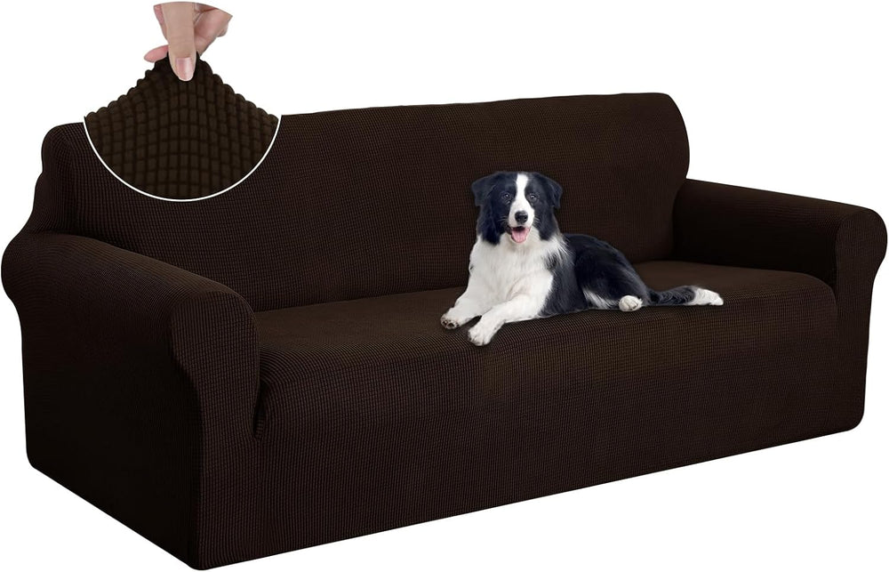 U-NICE HOME Oversized Stretch Couch Cover Slipcover, Chocolate