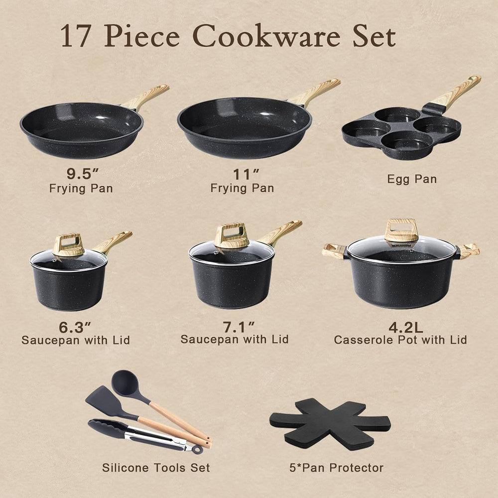 GiPP Ceramic Pots and Pans Set Non Stick - 17 Pcs Nonstick Cookware Set, Non-...