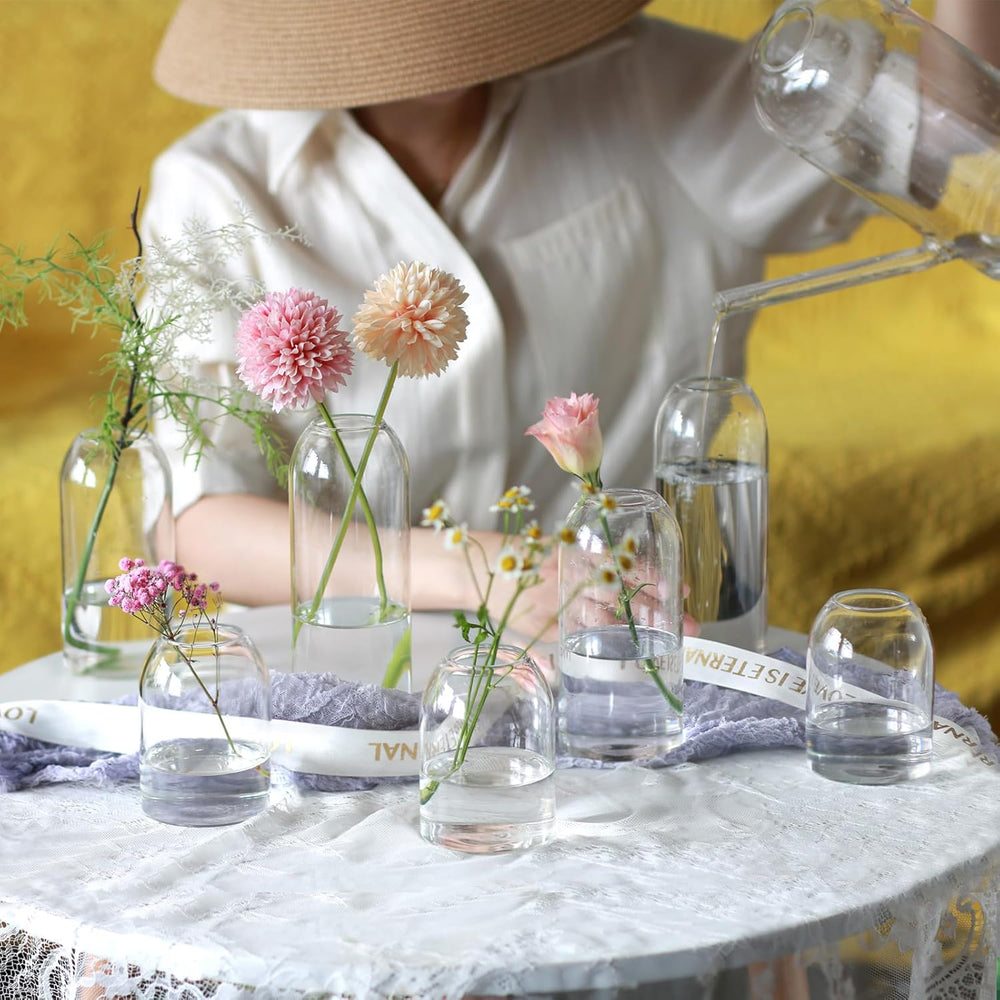 Etolies Glass Bud Vases in Bulk Set of 12, Clear Small Vases for Flowers,Mode...