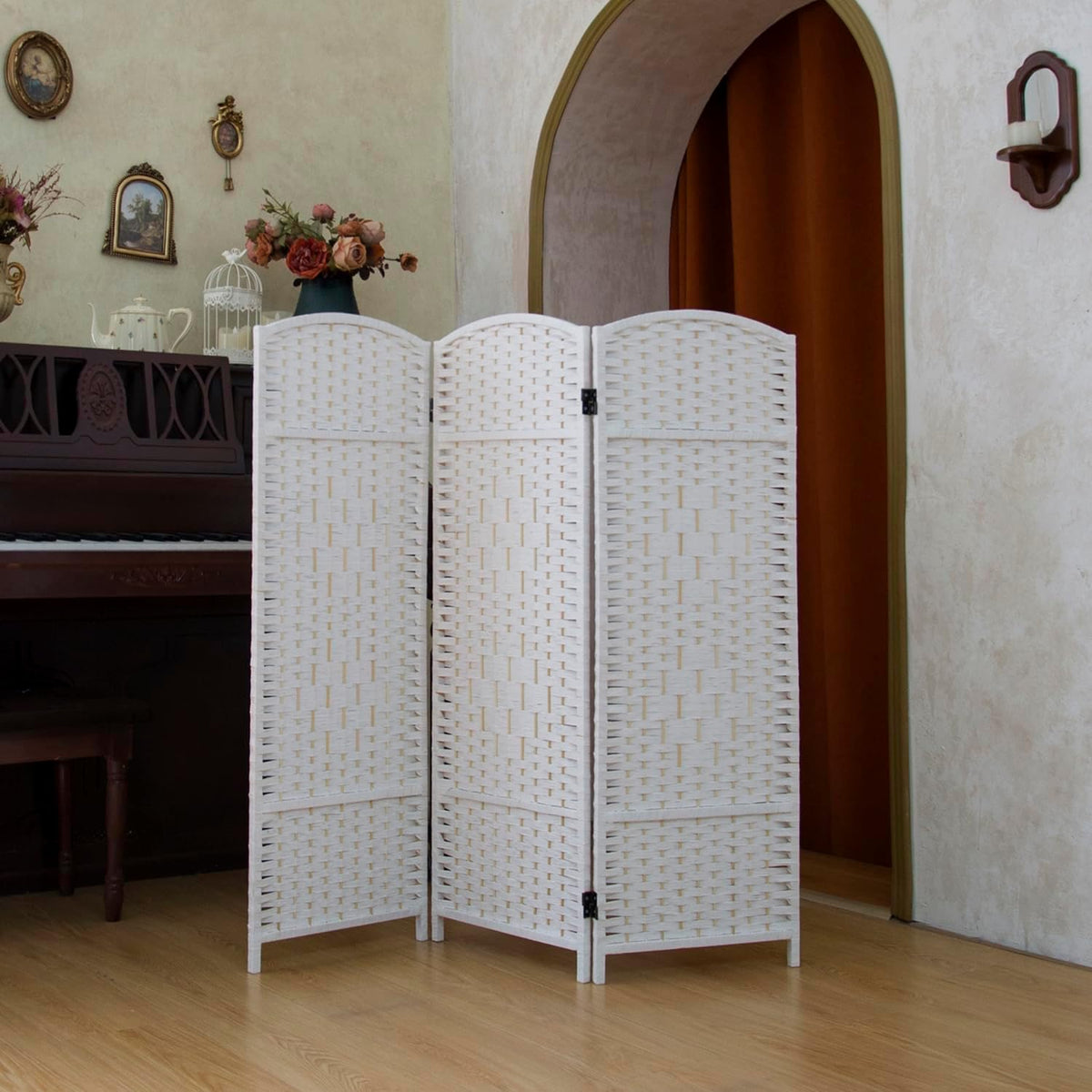compact 3 panel short room divider, 47.2 inch, main product view