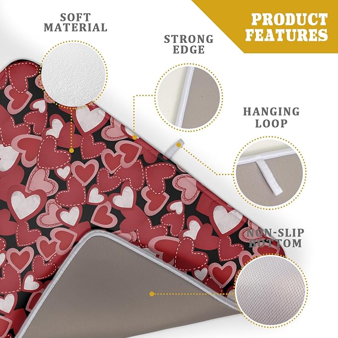 Valentines Day Dish Drying Mat for Kitchen Counter 24x18 Inch Love Drying Mat - Image 3