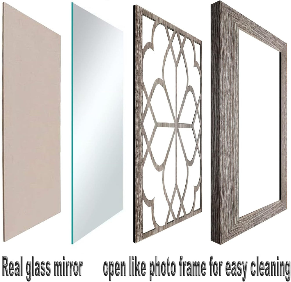 Wocred Set of 4 Mirrors Square Wall Mirror,Gorgeous Rustic Farmhouse Accent M...