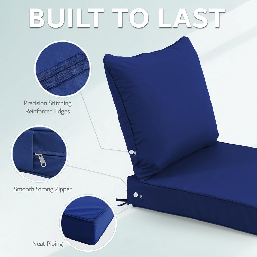 24''x24''x4'' Outdoor Chair Cushions Set of 2, Navy
