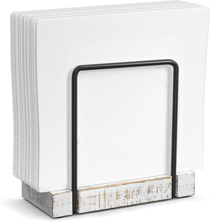 Napkin Holder for Table, Wood Iron Standing Napkin Dispenser for Dining Table by Wican