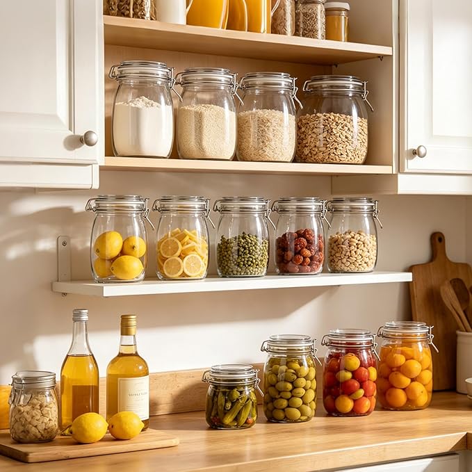 Glass Storage Jars with Airtight Lids Set of 6, Flour Sugar Coffee Beans Cereal - Image 8