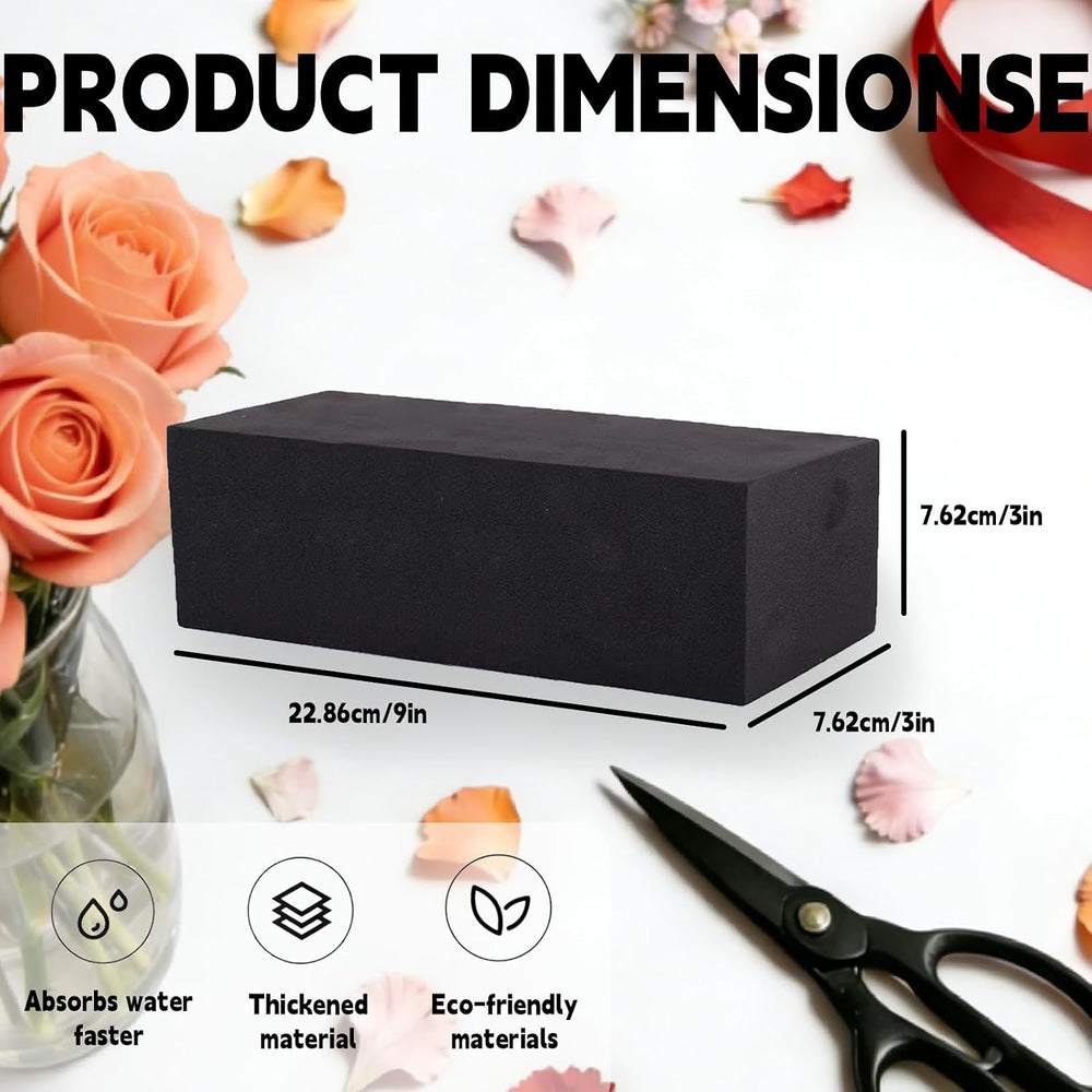 16 Piece Reusable Floral Foam Blocks black, 9 x 3 x 3 Inch, Water Resistant, ...