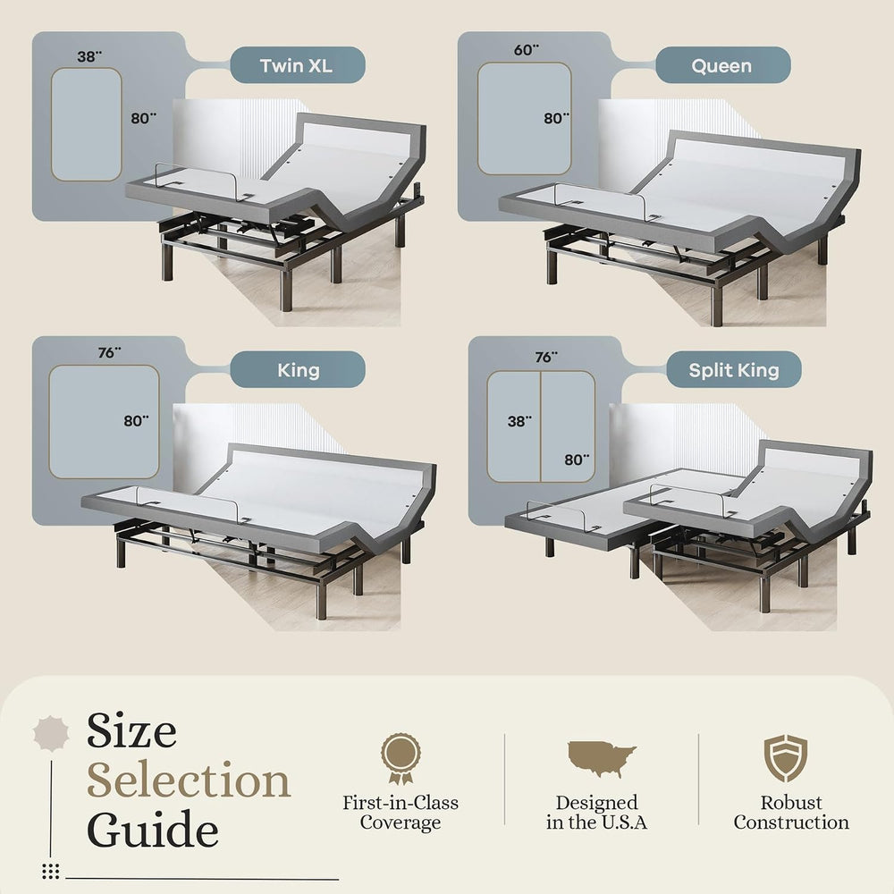 Sven & Son Harmony Adjustable Bed Base, Head and Foot Lift, Massage, Unde...