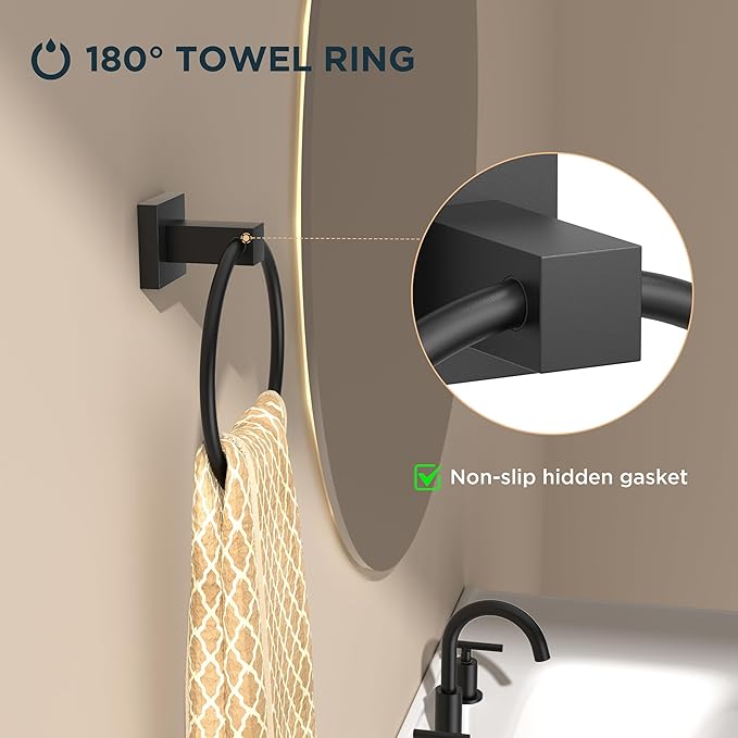 FORIOUS Toilet Paper Holder Wall Mount and Hand Towel Ring Set, SUS 304 - Image 3