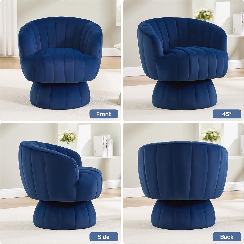 360°Swivel Accent Barrel Chair, Cute Comfy Small Round Arm Chair, Club Readin...